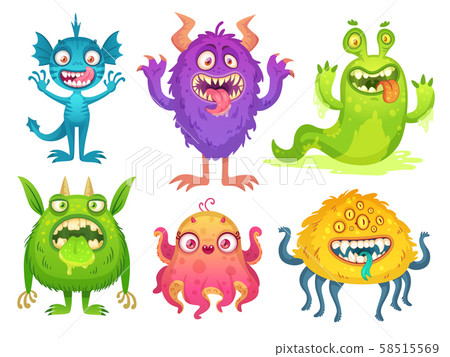 Cartoon monster mascot. Halloween funny monsters, Cartoon monster mascot. Halloween funny monsters, 58515569