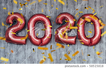 Christmas New Year 2020 numbers balloons. Celebration, holiday. Christmas New Year 2020 numbers balloons. Celebration, holiday. 58515818