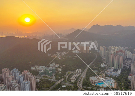 sunset at the Hang Hau district, hk 21 Sept 2019 58517619