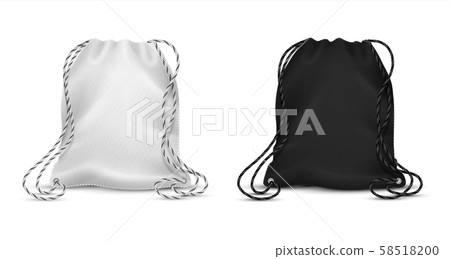 Download Realistic Drawstring Bags Blank Black And Stock Illustration 58518200 Pixta PSD Mockup Templates