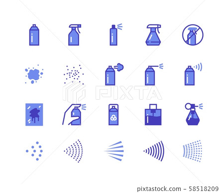 Spray line icons. Cleaning and painting spray symbols for labels and logos, spray cans deodorant and 58518209