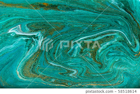 Green and gold marble pattern 58518614
