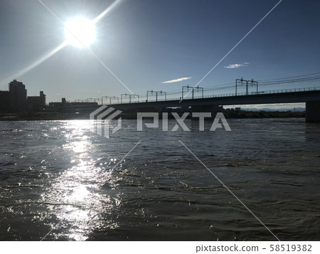 The Tamagawa River that increased after the typhoon 58519382