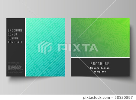 The minimal vector illustration of editable layout of two square format covers design templates for 58520897