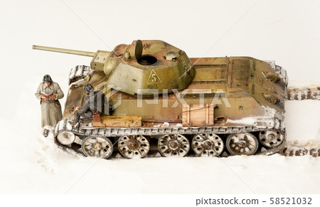 Miniature with old soviet t 34 tank Miniature with old soviet t 34 tank 58521032