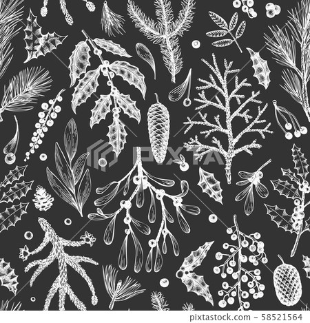 Christmas seamless pattern. Hand drawn vector - Stock Illustration ...