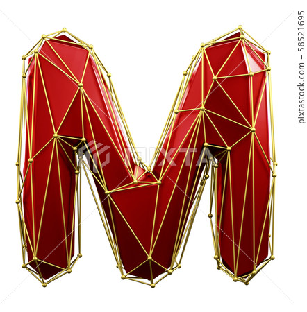 Capital latin letter M in low poly style red... - Stock Illustration ...