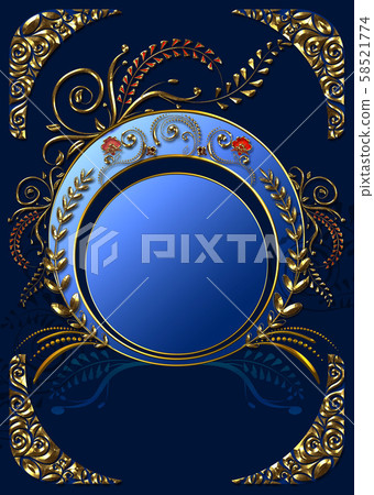 Retro frame with 3d golden floral Retro frame with 3d golden floral 58521774
