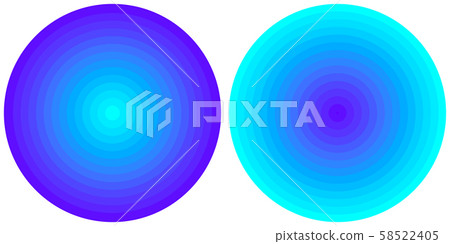 Set of 2 bright abstract blue and cyan radial gradient circles isolated on white background. Texture with circular lines. Vivid circle pattern Set of 2 bright abstract blue and cyan radial gradient circles isolated on white background. Texture with circular lines. Vivid circle pattern 58522405