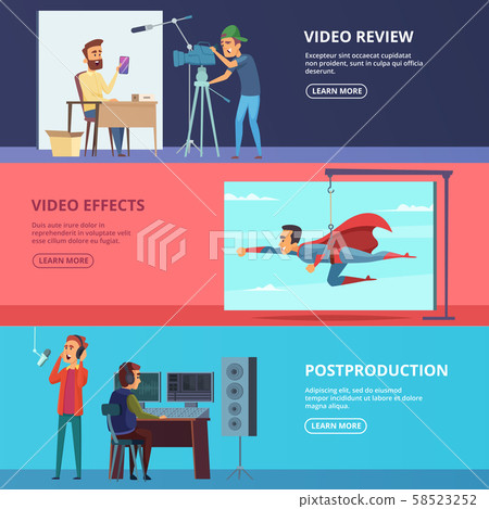 Banners set with illustrations of movie production Banners set with illustrations of movie production 58523252