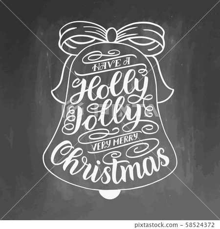 Have a holly jolly very merry Christmas. Hand lettering greeting card with Christmas jingle bells 58524372