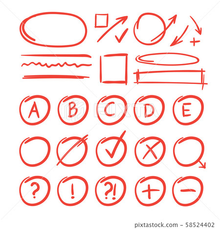 Exam marks and notes for learn testing. Red... - Stock Illustration ...