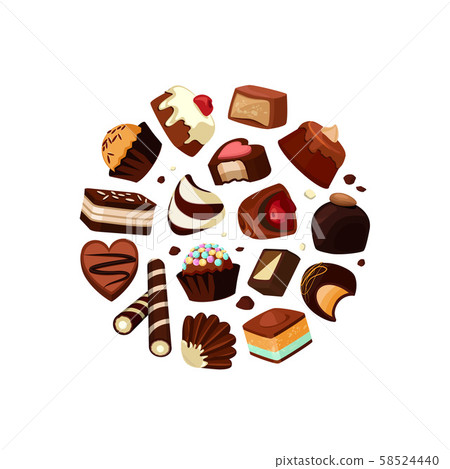 Vector cartoon chocolate candies Vector cartoon chocolate candies 58524440