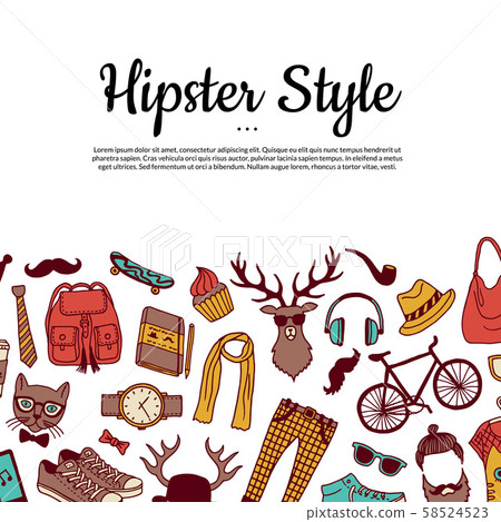 Vector hipster doodle icons background with place for text illustration Vector hipster doodle icons background with place for text illustration 58524523