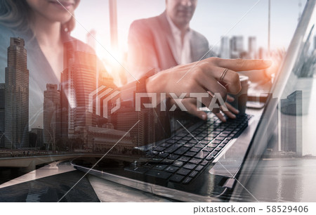 Double Exposure Image of Business Group Meeting 58529406