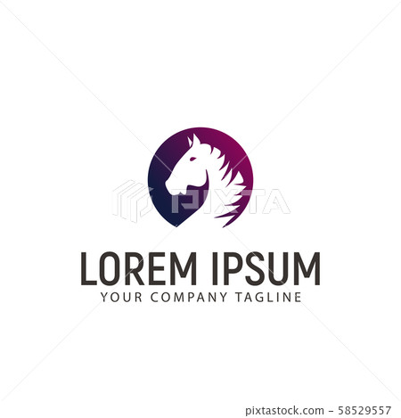 Head Circle Horse Logo Design Concept Template Stock Illustration