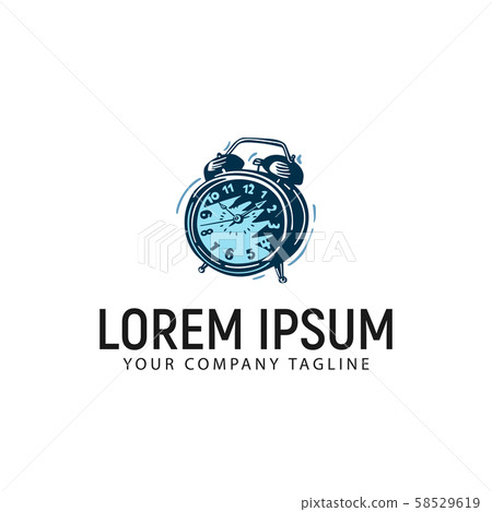 alarm clock hand drawn logo design concept 58529619