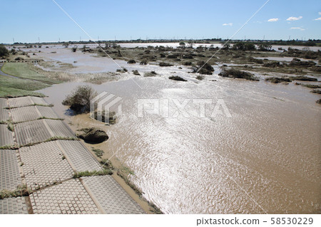 River inundation, flood image River inundation, flood image 58530229