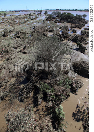 River inundation, flood image River inundation, flood image 58530245