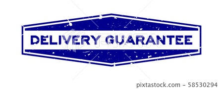 Grunge blue delivery guarantee word hexagon rubber seal stamp on white background 58530294