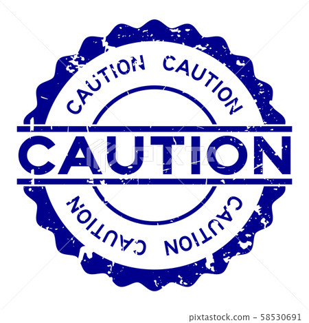Grunge blue caution word round rubber seal stamp - Stock Illustration ...