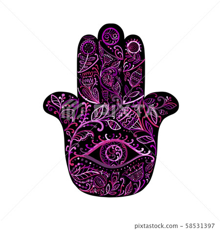 Indian ornate hand Hamsa, symbol. Indian ornate hand Hamsa, symbol. 58531397