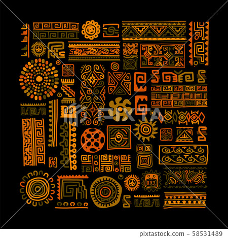 Ethnic handmade ornament for your design 58531489