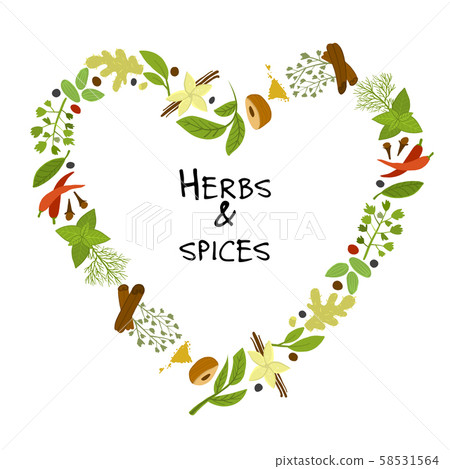 Spicy collection, heart shape. Design with sample your text 58531564