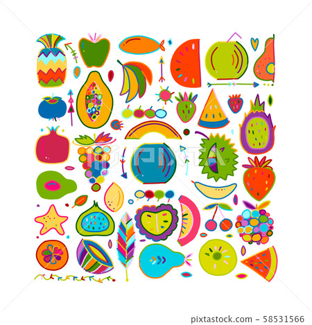 Fruits collection, creative background for your design 58531566