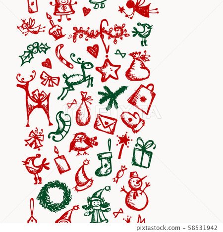 Christmas seamless sketch for your design - Stock Illustration ...
