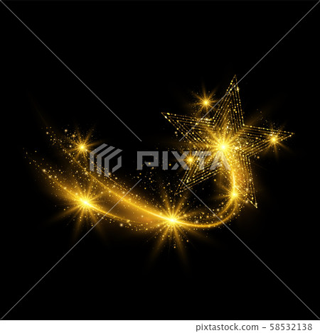 Shiny sparkling golden stars. Magical background decorative element. 58532138
