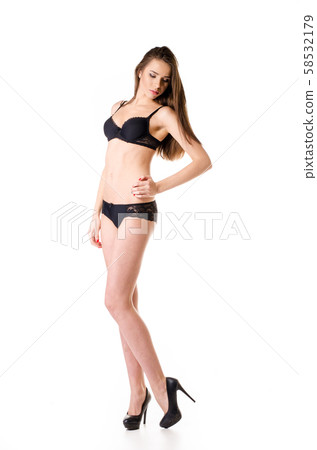 sexy girl in black lingerie on white background sexy girl in black lingerie on white background 58532179