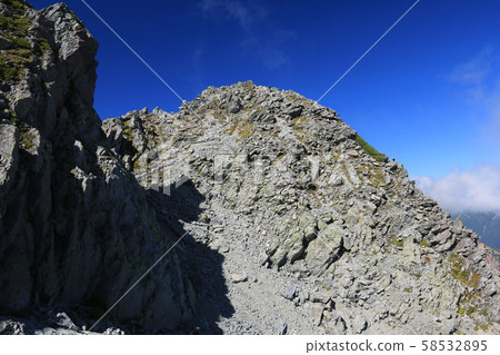 Northern Alps, Hohotaka mountain range traverse, Kitahotakadake south peak tent view from the top of Kitahotakadake Kitamine Northern Alps, Hohotaka mountain range traverse, Kitahotakadake south peak tent view from the top of Kitahotakadake Kitamine 58532895