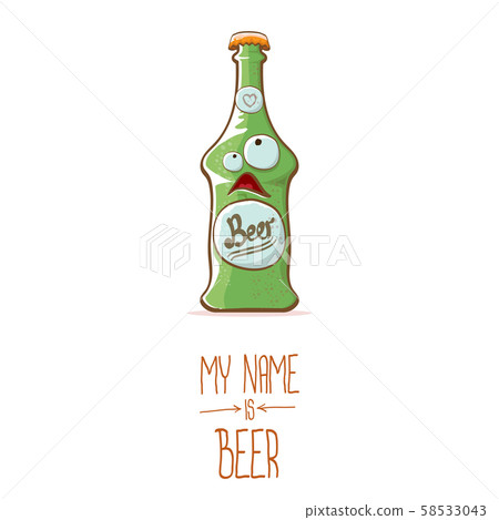 vector cartoon funky beer bottle character isolated on white background.vector beer comic label or vector cartoon funky beer bottle character isolated on white background.vector beer comic label or 58533043