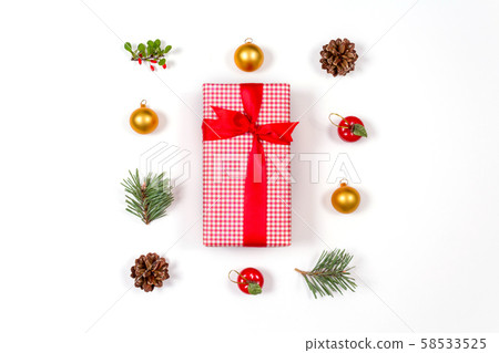 Christmas gift composition. Creative holidays flat lay. 58533525