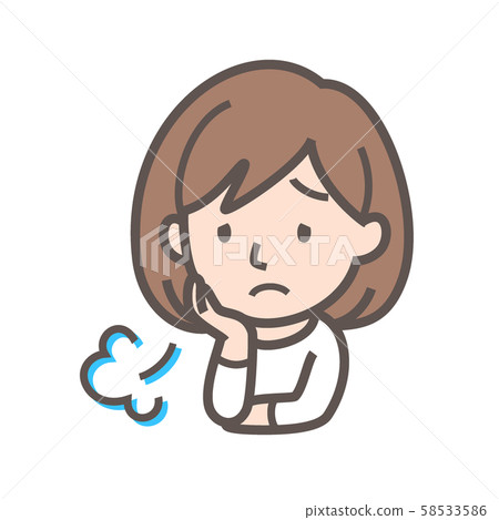 Depressed woman half eyes 58533586