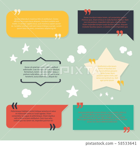 Text and quotes boxes. Design frame elements texting review information with citation quote vector Text and quotes boxes. Design frame elements texting review information with citation quote vector 58533641