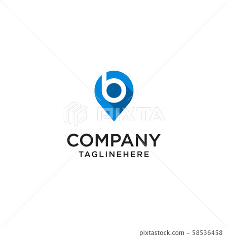 Letter B With Map Pointer Logo Design Concept - 스톡일러스트 [58536458] - PIXTA