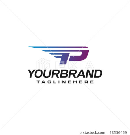 Modern Fast letter P vector logo with speed or Modern Fast letter P vector logo with speed or 58536469