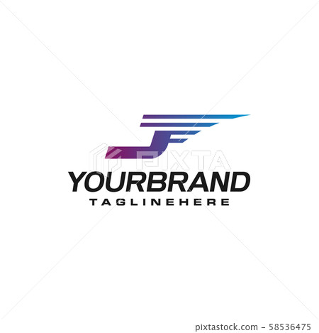 Modern Fast letter J vector logo with speed or 58536475