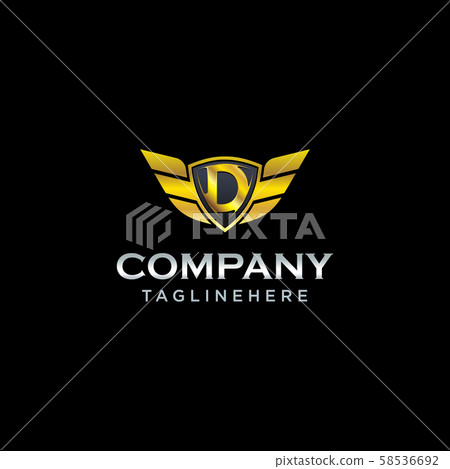 letter D shield with wings gold color logo design letter D shield with wings gold color logo design 58536692