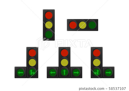 Set of traffic lights. 58537107