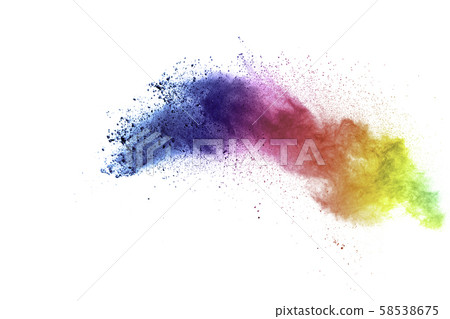 Colorful powder explosion on white background. 58538675
