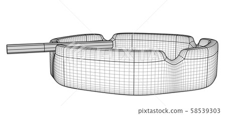 Ashtray with one cigarette. Ashtray with one cigarette. 58539303