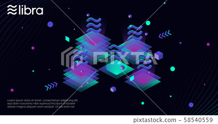 Libra cryptocurrency web, vector template design 58540559