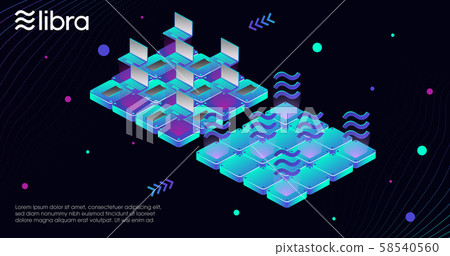 Libra cryptocurrency web, vector template design 58540560