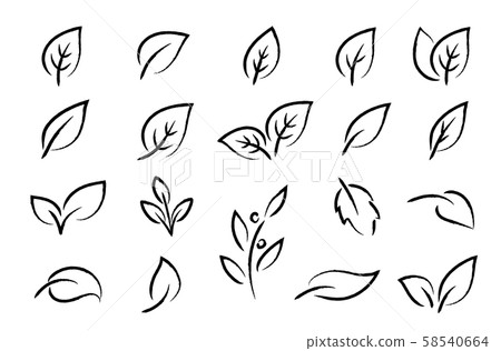 hand drawn leaf branches icons eco set 58540664