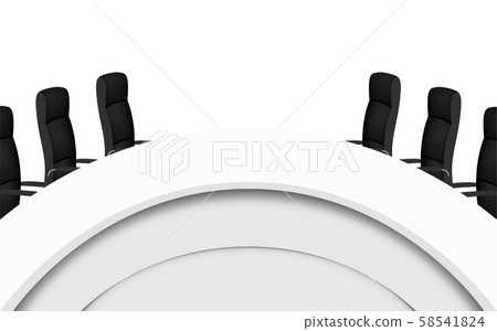 white round conference table and chairs on the white background white round conference table and chairs on the white background 58541824