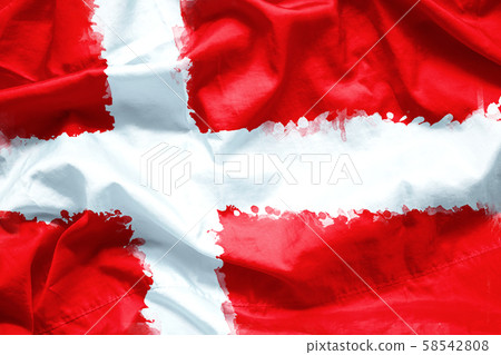 Flag Kingdom of Denmark by watercolor paint brush on canvas fabric, grunge style 58542808