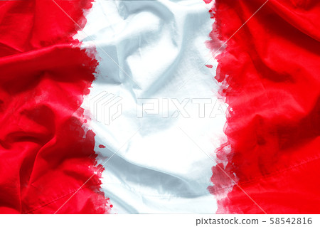 Flag Republic of Peru by watercolor paint brush on canvas fabric, grunge style Flag Republic of Peru by watercolor paint brush on canvas fabric, grunge style 58542816